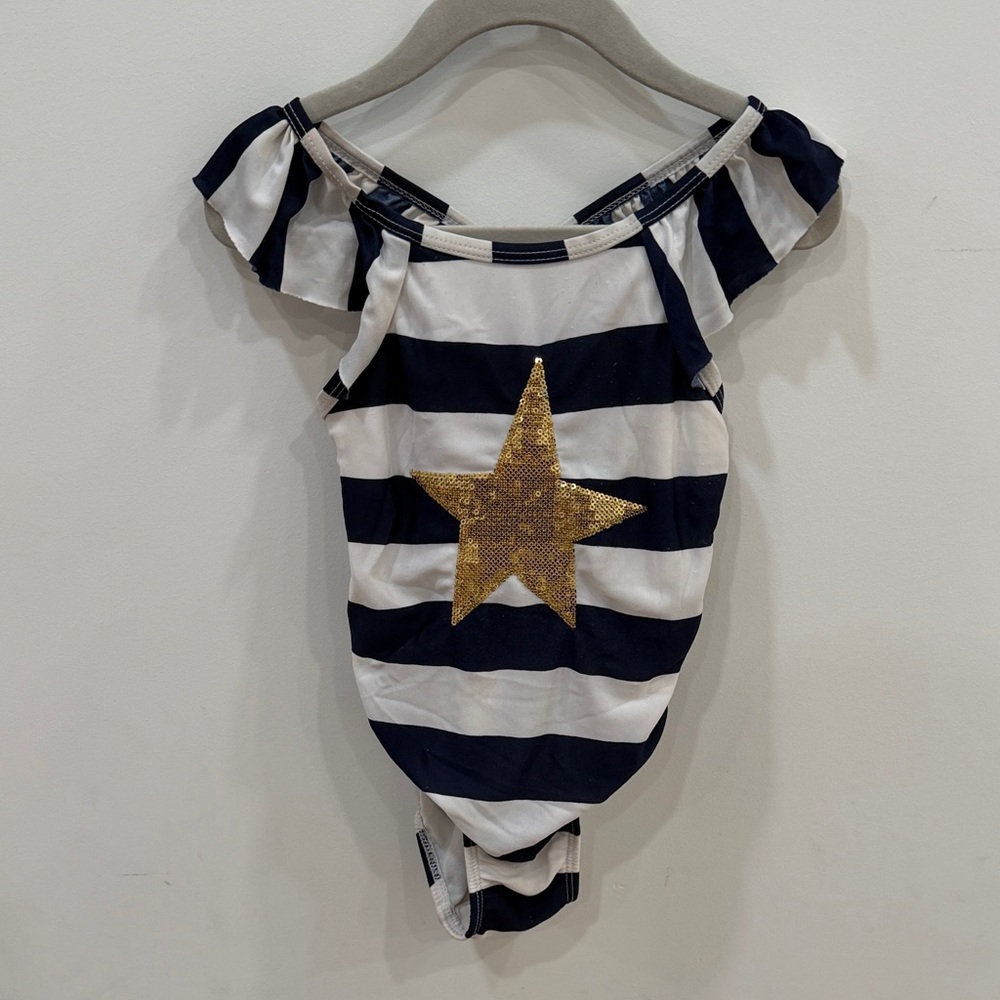 Cat & Jack Navy Sailor Stripe Swimsuit